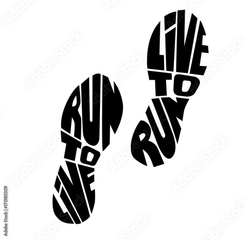 Just breathe and keep running. Vector lettering illustration with a running woman. Black female silhouette, hand written inspirational quote and grunge texture. Motivational card, poster, print design