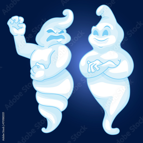 Evil and good ghosts. Vector
