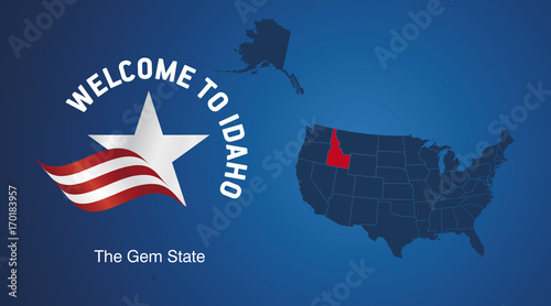 Welcome to Idaho USA map banner logo icon