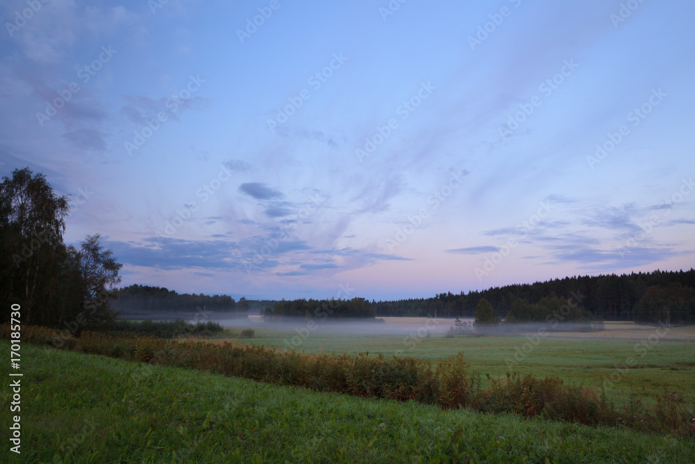 Fototapeta premium Sunrise summer morning at countryside field