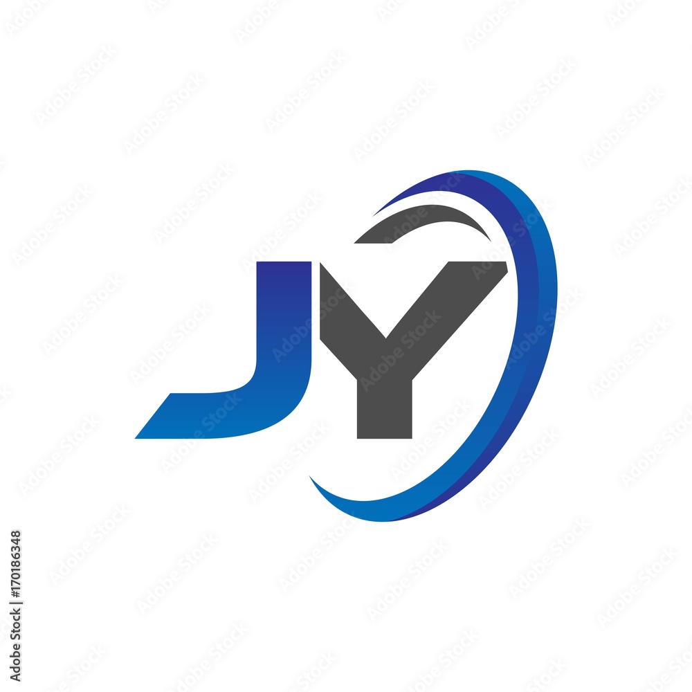 vector initial logo letters jy with circle swoosh blue gray vector initial logo letters jy with circle swoosh blue gray