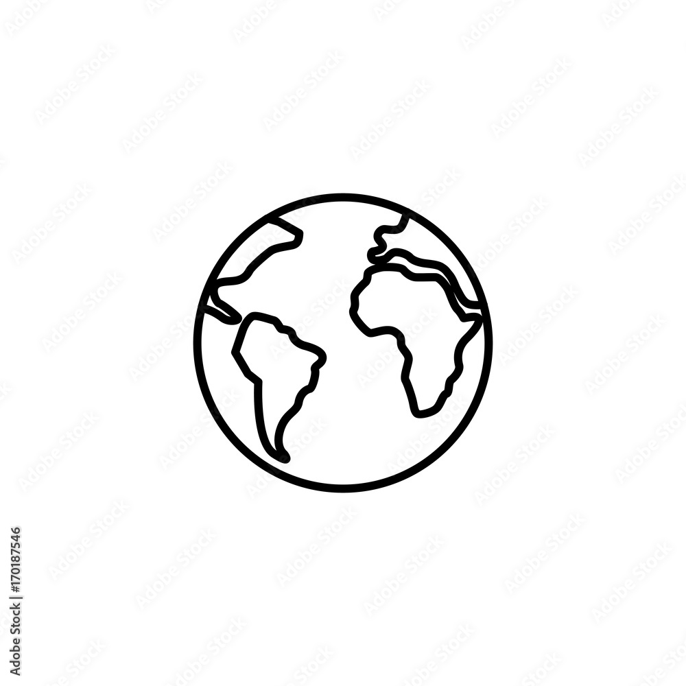 earth icon, globe thin line on white background earth icon, globe thin line on white background