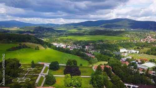 Aerial footage of Southern Bohemia countryside landscape photo