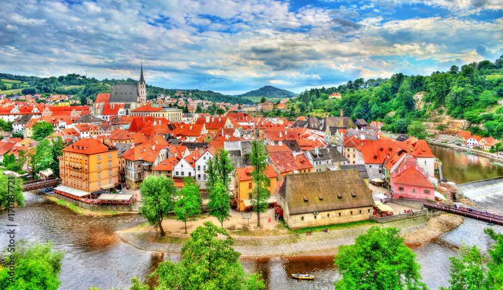 View of Cesky Krumlov town, a UNESCO heritage site in Czech Republic