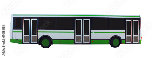 Bus isolated on white background under clipping path, city car for travel 