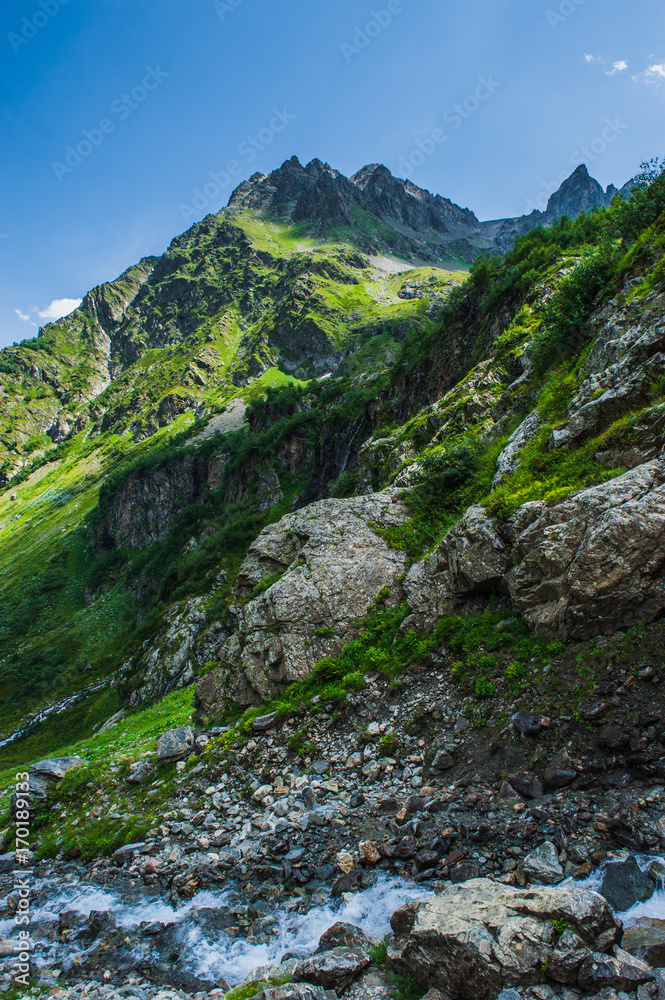 The beautiful summer landscape in Arkhyz, Russia