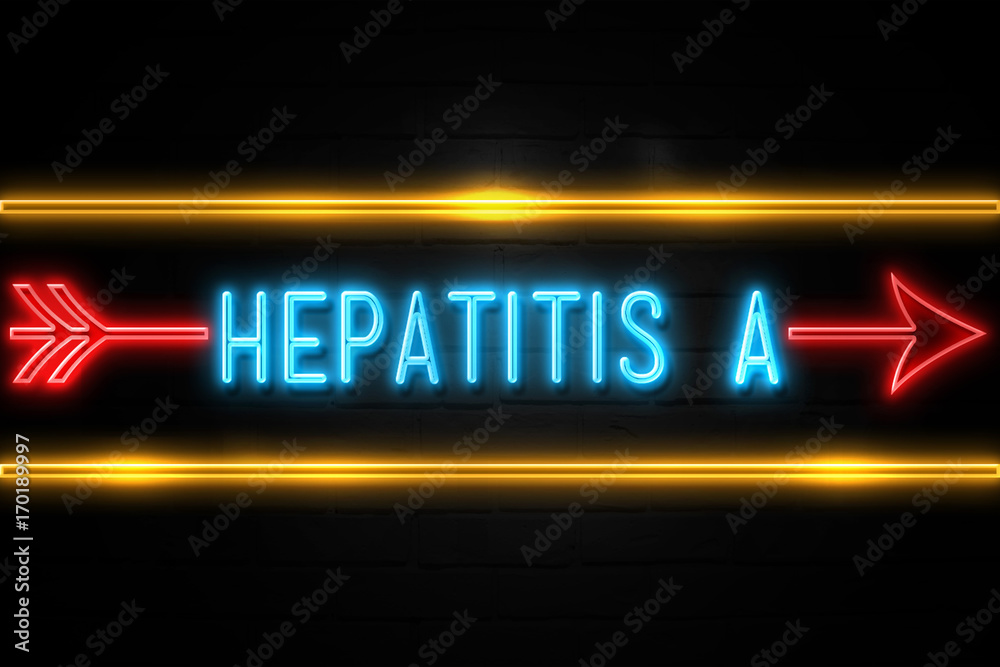 Hepatitis A  - fluorescent Neon Sign on brickwall Front view