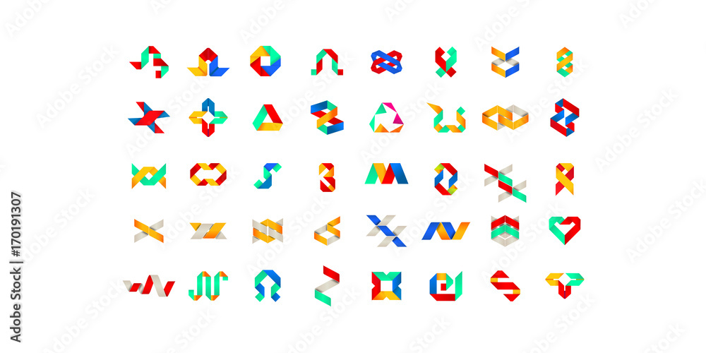 Big set of minimal geometric multicolor symbol set shapes. Trendy icons and logotypes. Business signs symbols, labels, badges, frames and borders Big set of minimal geometric multicolor symbol set shapes. Trendy icons and logotypes. Business signs symbols, labels, badges, frames and borders