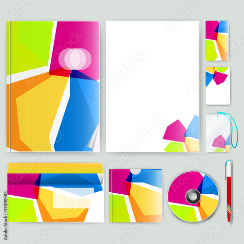 Corporate identity template with color elements. Vector company business style for brandbook, report and guideline. Stationery template with abstract pattern theme illustration. photo