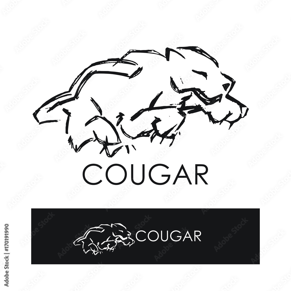 Logo Puma, ilustración pantera. hecho a mano, dibujo, alto contraste Stock  Vector | Adobe Stock