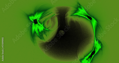 Green Abstract Lines Curves Particles Background