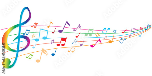 Abstract colorful notes music on a white background, vector illustration