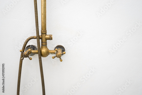 Brass water tap vintage design in shower box