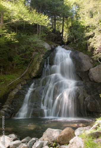 Waterfall in Vermont cascading into pool