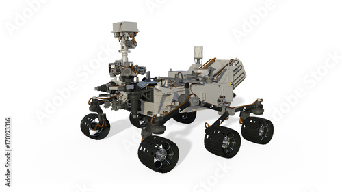Mars Rover, Space Vehicle isolated on white background, 3D illustration