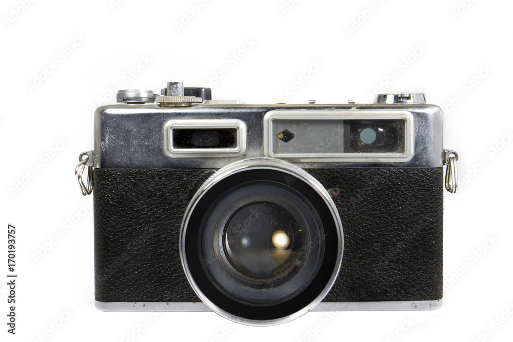 vintage camera on isolated white background