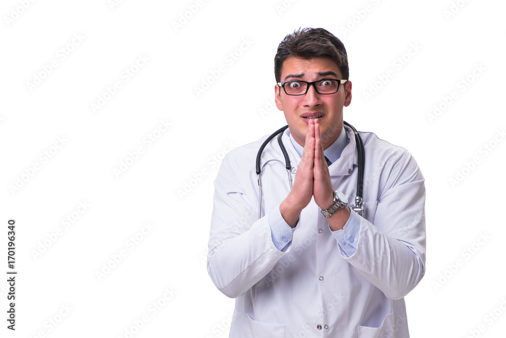 Young male doctor isolated on white background Young male doctor isolated on white background