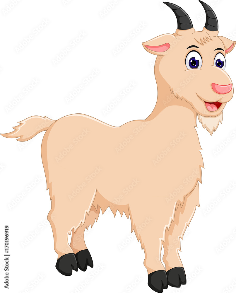Obraz premium Cute goat cartoon with smile