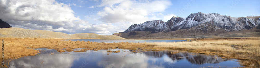 Panoramic of a lake in Altai Tavan Bogd National Park, Mongolia