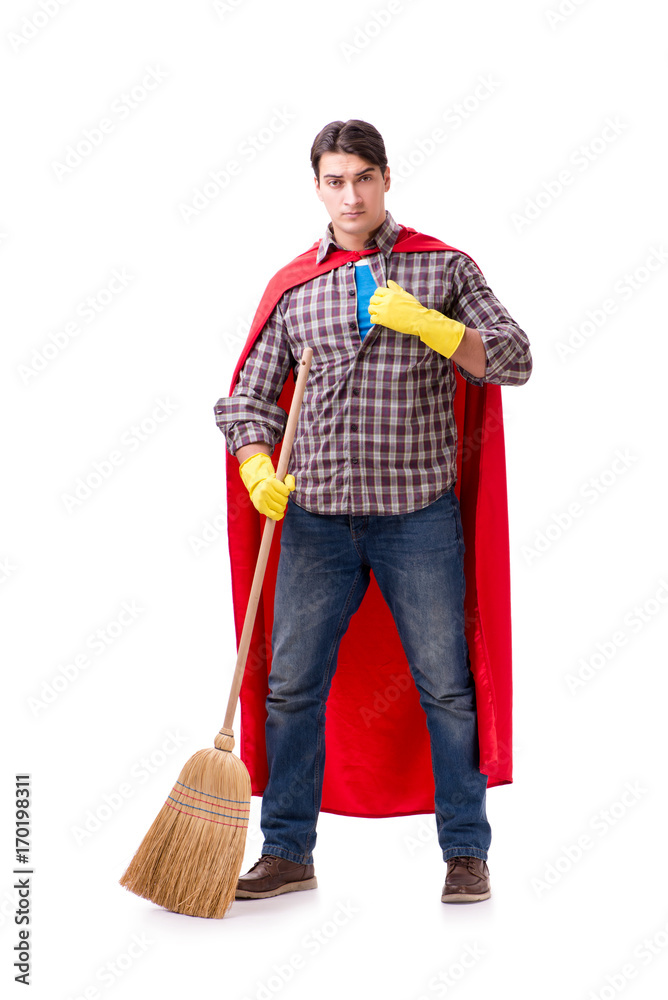 Super hero cleaner isolated on white Super hero cleaner isolated on white