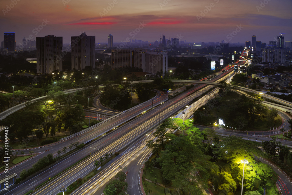 Beautiful Semanggi highway junction in Jakarta