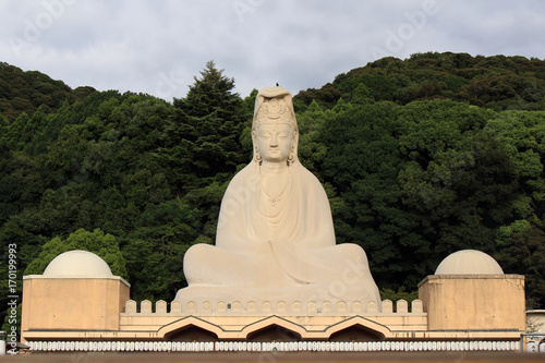 The Ryozen Kannon Temple in Kyoto. The statue is 24-m tall. It is a war memorial commemorating the War dead of the Pacific War located in Eastern Kyoto. photo