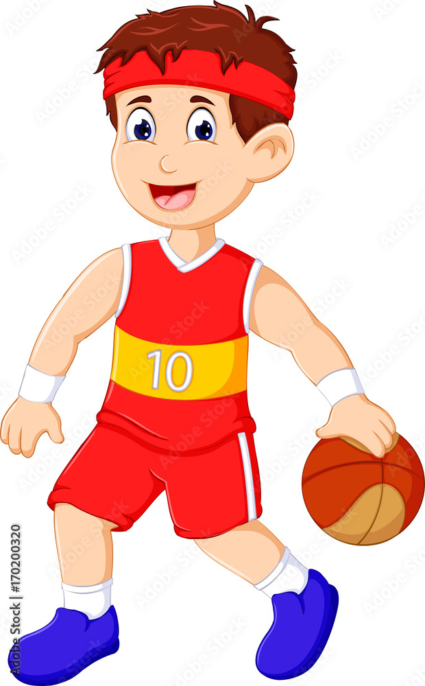 Vetor de basketball player cartoon with smiling do Stock | Adobe Stock