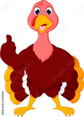 Strong turkey cartoon thumb up