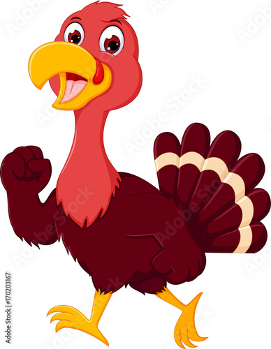 Strong turkey cartoon with standing