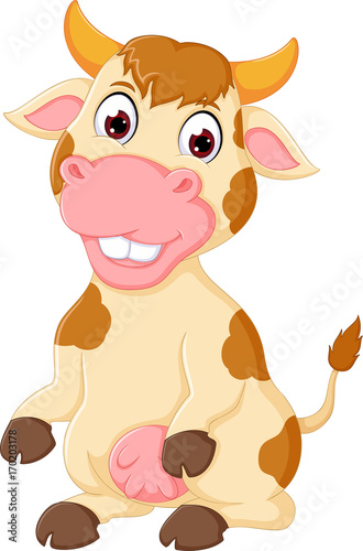 Cute cartoon of cow with smile
