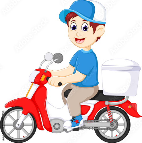 people and box delivery order cartoon with smiling
