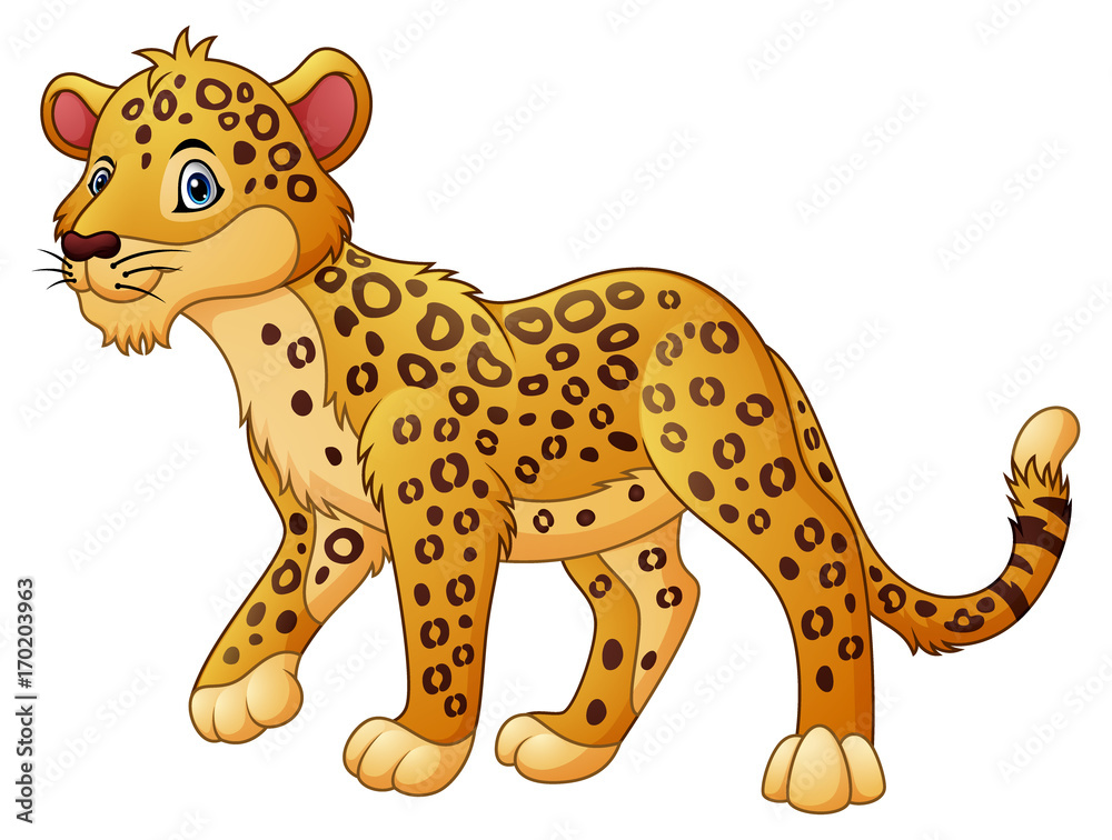 Naklejka premium Kreskówka leopard spaceru