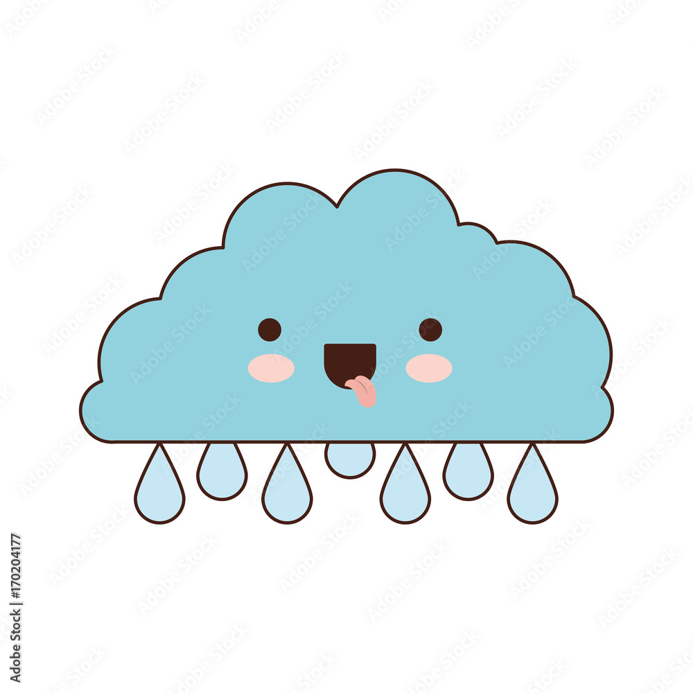 cloud with raindrops colorful kawaii silhouette cloud with raindrops colorful kawaii silhouette