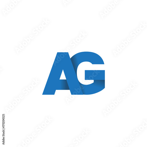 Initial letter logo AG, overlapping fold logo, blue color