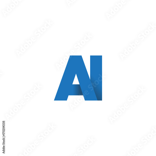Initial letter logo AI, overlapping fold logo, blue color