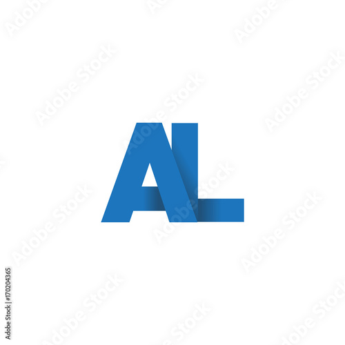 Initial letter logo AL, overlapping fold logo, blue color

