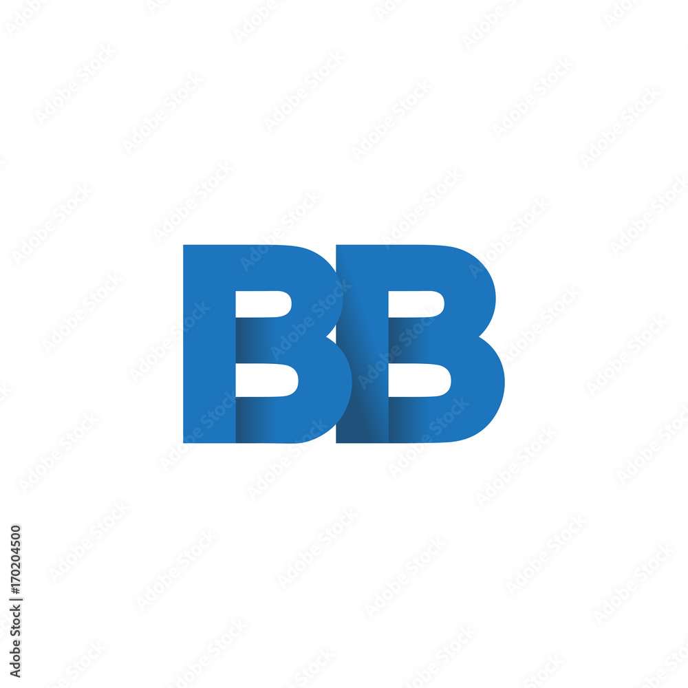 Initial letter logo BB, overlapping fold logo, blue color Initial letter logo BB, overlapping fold logo, blue color