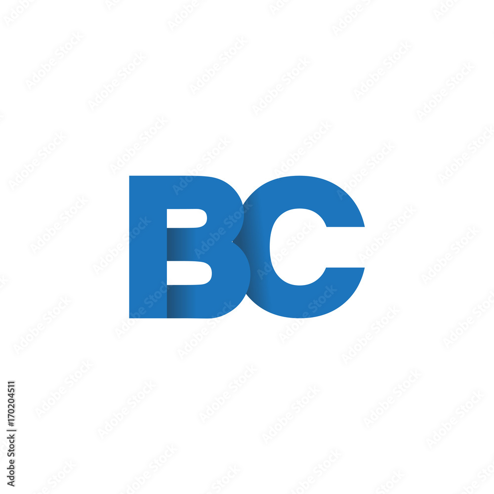 Initial letter logo BC, overlapping fold logo, blue color Initial letter logo BC, overlapping fold logo, blue color