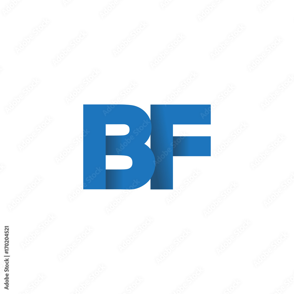 Initial letter logo BF, overlapping fold logo, blue color Initial letter logo BF, overlapping fold logo, blue color