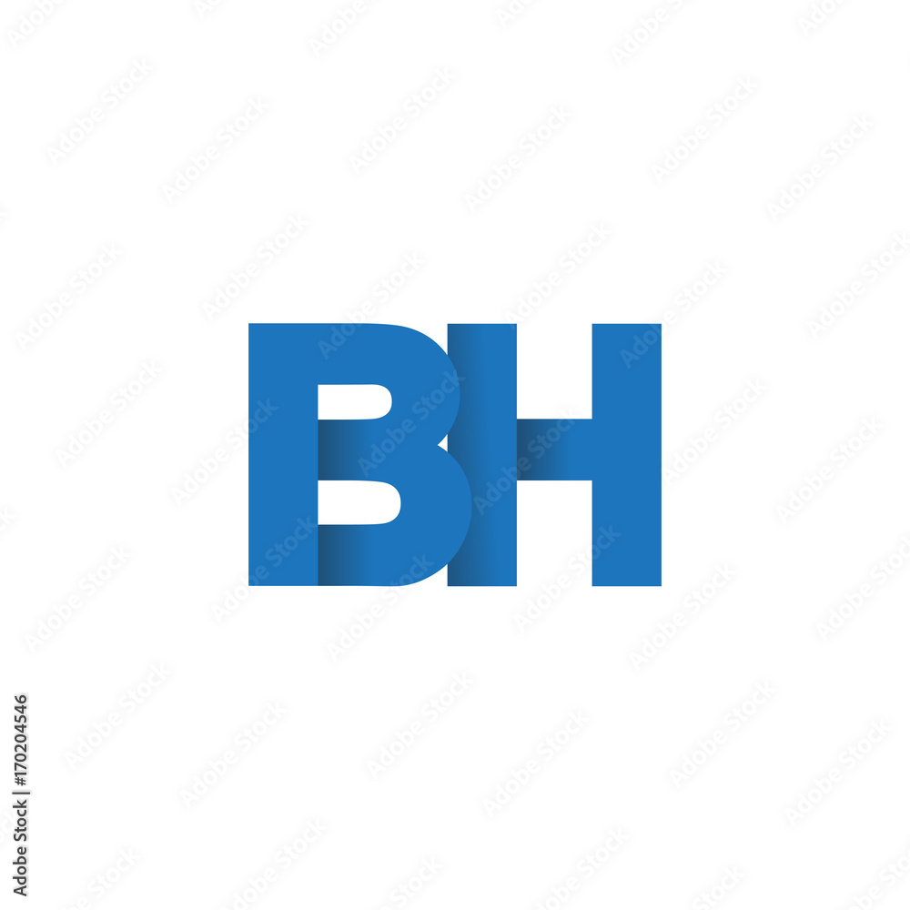 Initial letter logo BH, overlapping fold logo, blue color Initial letter logo BH, overlapping fold logo, blue color