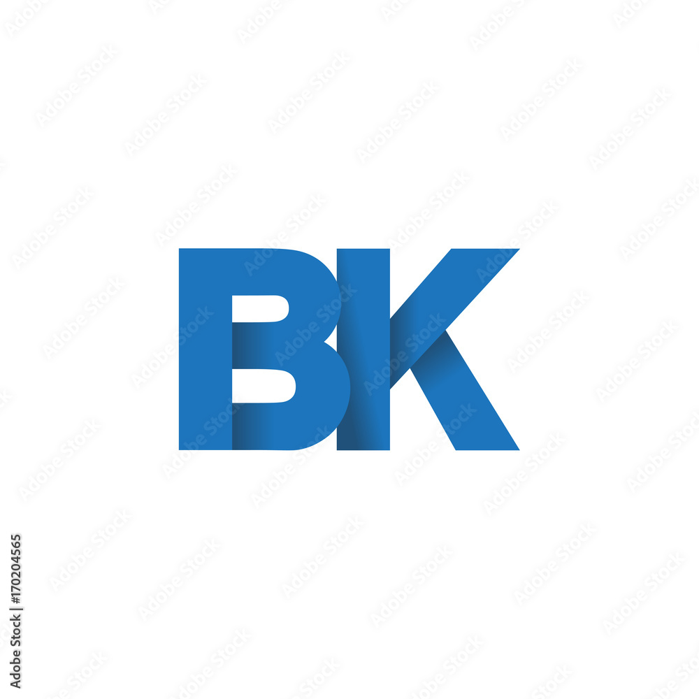 Initial letter logo BK, overlapping fold logo, blue color Initial letter logo BK, overlapping fold logo, blue color