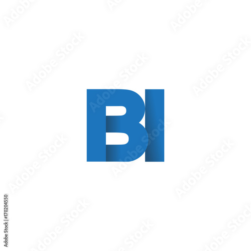 Initial letter logo BI, overlapping fold logo, blue color