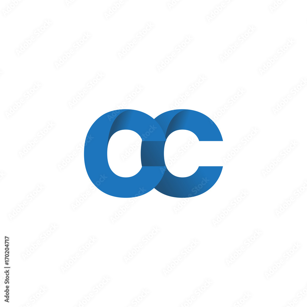 Initial letter logo CC, overlapping fold logo, blue color Initial letter logo CC, overlapping fold logo, blue color