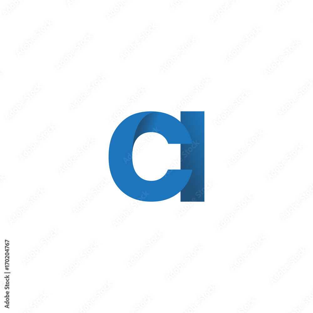 Initial letter logo CI, overlapping fold logo, blue color Initial letter logo CI, overlapping fold logo, blue color
