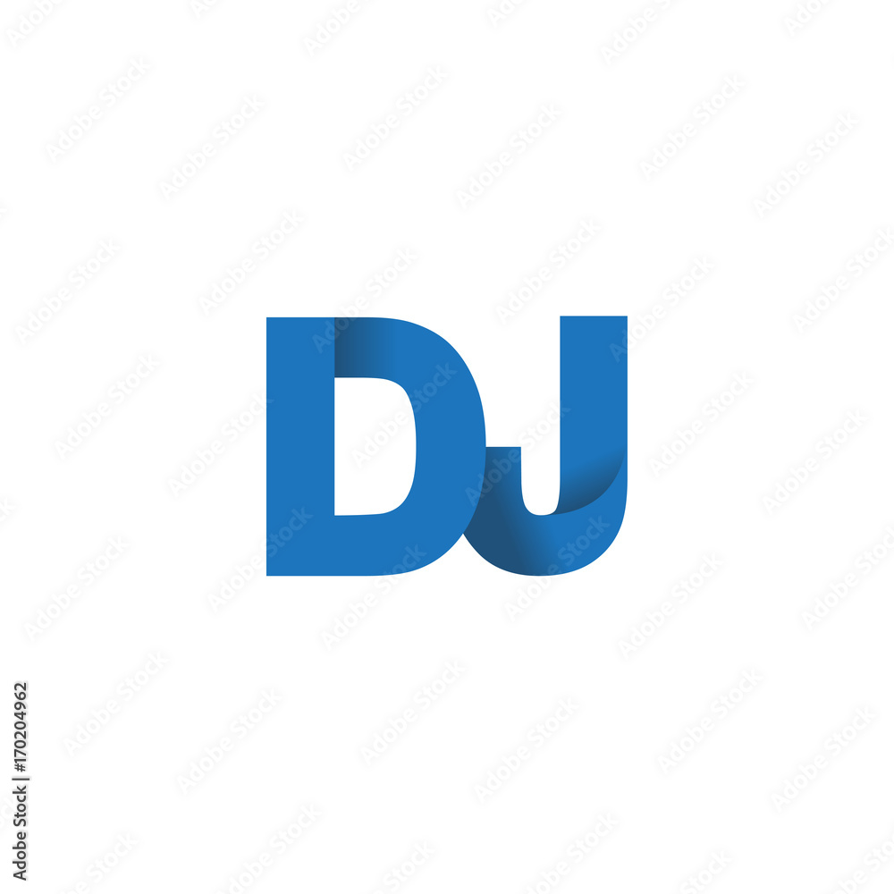 Initial letter logo DJ, overlapping fold logo, blue color Initial letter logo DJ, overlapping fold logo, blue color