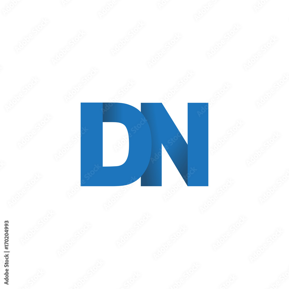 Initial letter logo DN, overlapping fold logo, blue color Initial letter logo DN, overlapping fold logo, blue color