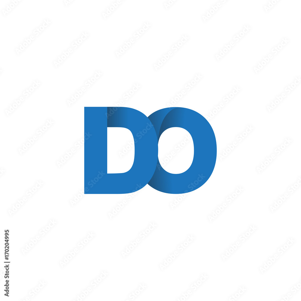 Initial letter logo DO, overlapping fold logo, blue color Initial letter logo DO, overlapping fold logo, blue color