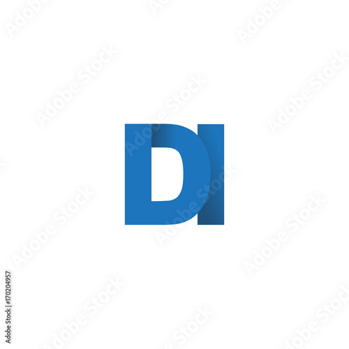 Initial letter logo DI, overlapping fold logo, blue color