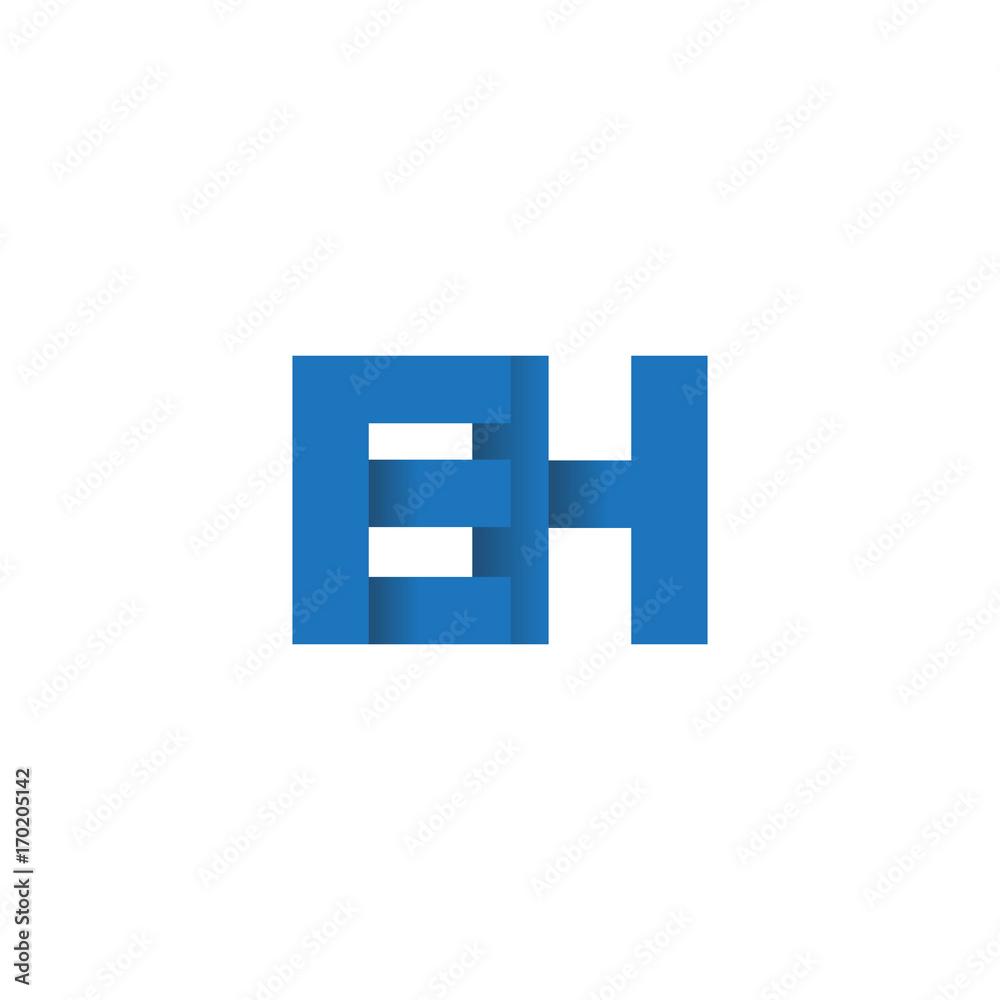 Initial letter logo EH, overlapping fold logo, blue color Initial letter logo EH, overlapping fold logo, blue color