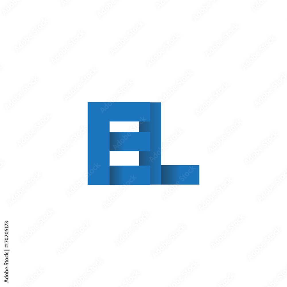 Initial letter logo EL, overlapping fold logo, blue color Initial letter logo EL, overlapping fold logo, blue color